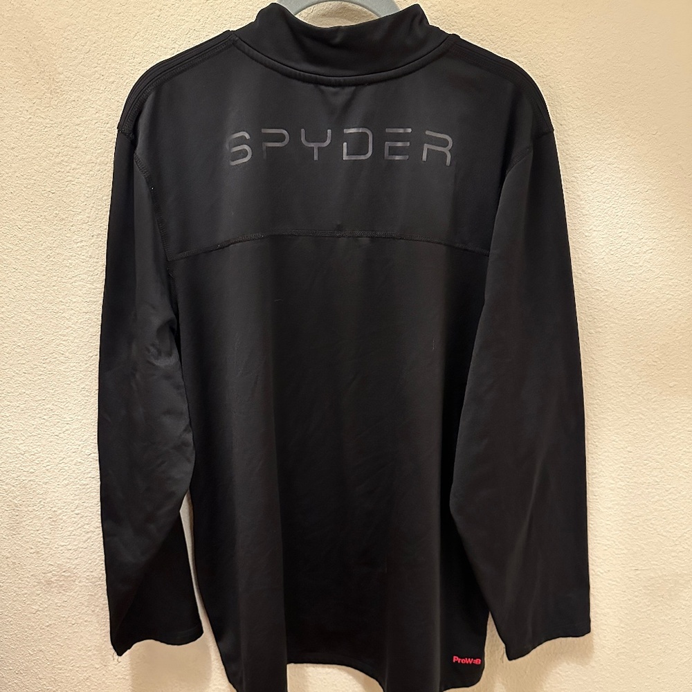 Men's Spyder Active Black 1/4 zip pullover w/red accents: Prow-B Size XL - Picture 2 of 11